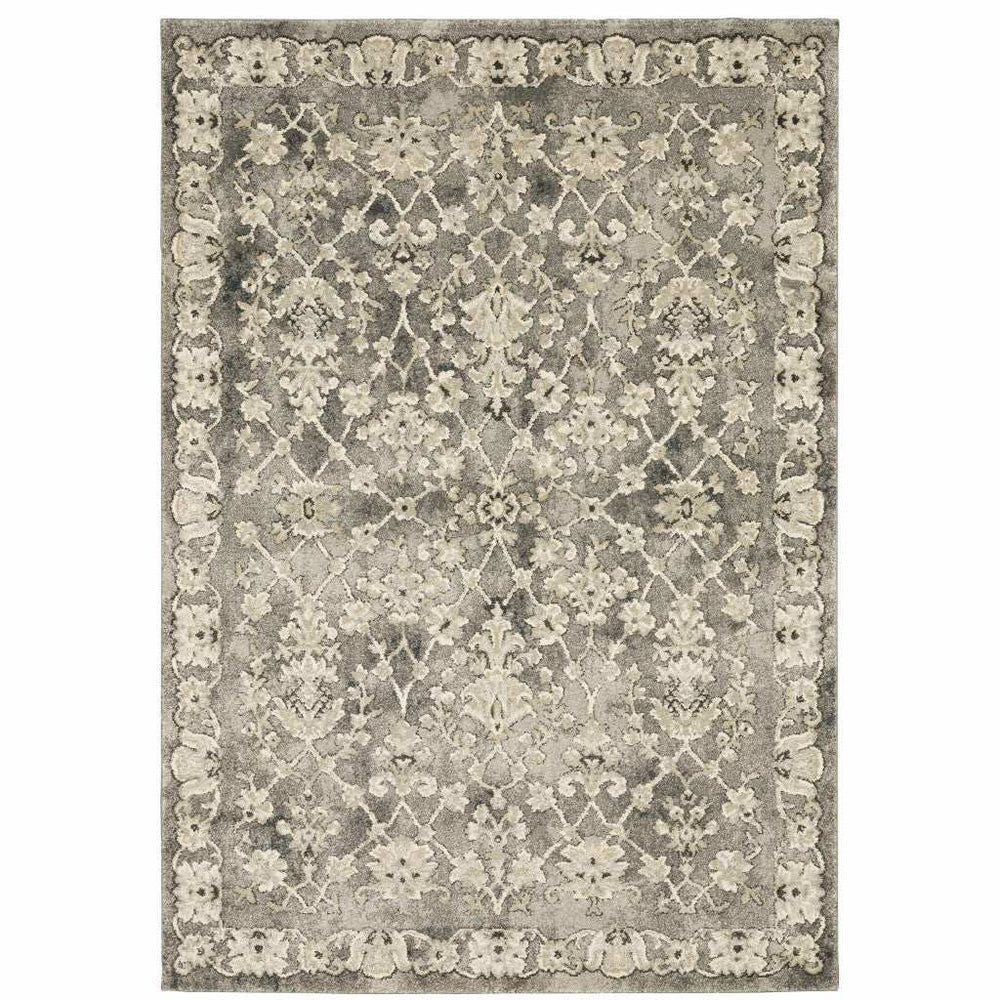 8' X 11' Grey Beige Tan And Brown Oriental Power Loom Stain Resistant Area Rug - Homeroots - Flyclothing LLC
