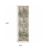 2' X 8' Grey Ivory And Brown Oriental Power Loom Stain Resistant Runner Rug - Homeroots - Flyclothing LLC