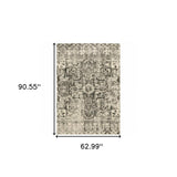 5' X 8' Grey Ivory And Brown Oriental Power Loom Stain Resistant Area Rug - Homeroots - Flyclothing LLC
