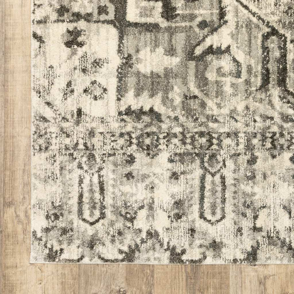 5' X 8' Grey Ivory And Brown Oriental Power Loom Stain Resistant Area Rug - Homeroots - Flyclothing LLC