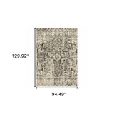 8' X 11' Grey Ivory And Brown Oriental Power Loom Stain Resistant Area Rug - Homeroots - Flyclothing LLC