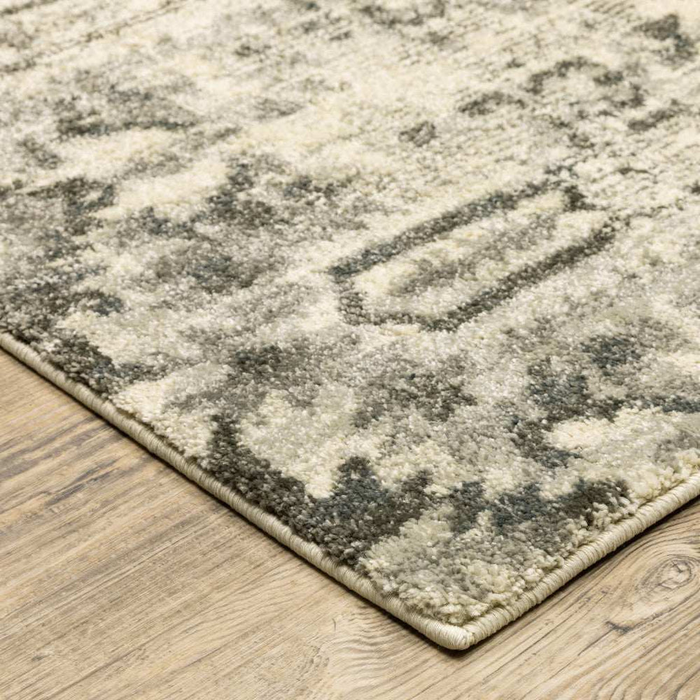 10' X 13' Grey Ivory And Brown Oriental Power Loom Stain Resistant Area Rug - Homeroots - Flyclothing LLC