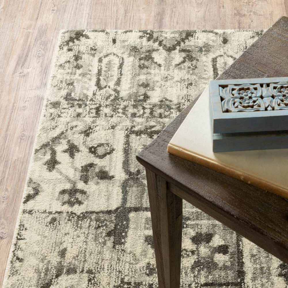 10' X 13' Grey Ivory And Brown Oriental Power Loom Stain Resistant Area Rug - Homeroots - Flyclothing LLC