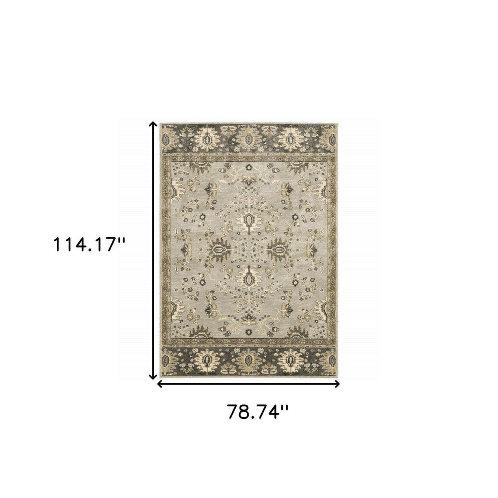 6' X 9' Grey Brown Tan And Beige Oriental Power Loom Stain Resistant Area Rug - Homeroots - Flyclothing LLC