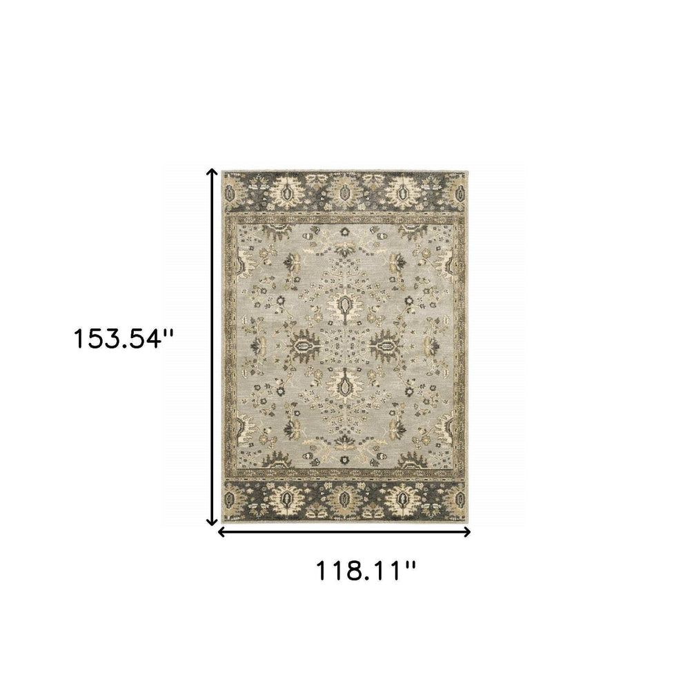 10' X 13' Grey Brown Tan And Beige Oriental Power Loom Stain Resistant Area Rug - Homeroots - Flyclothing LLC