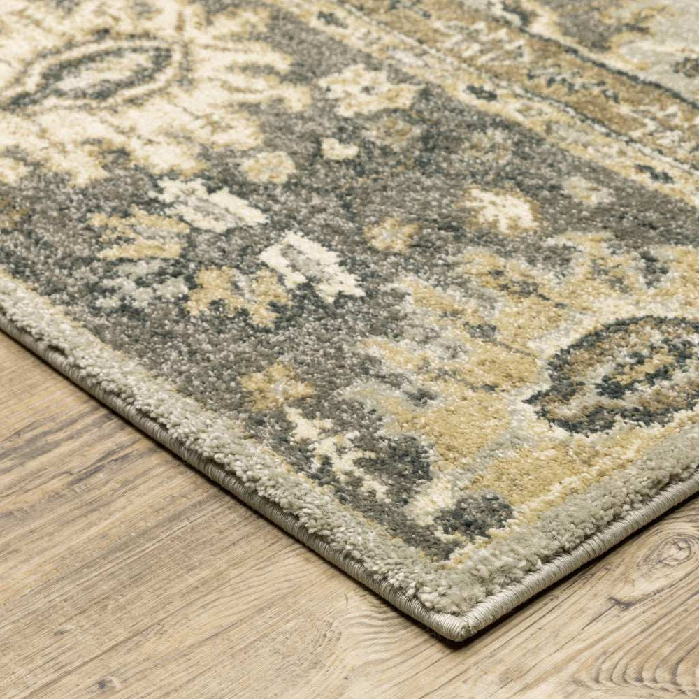 10' X 13' Grey Brown Tan And Beige Oriental Power Loom Stain Resistant Area Rug - Homeroots - Flyclothing LLC