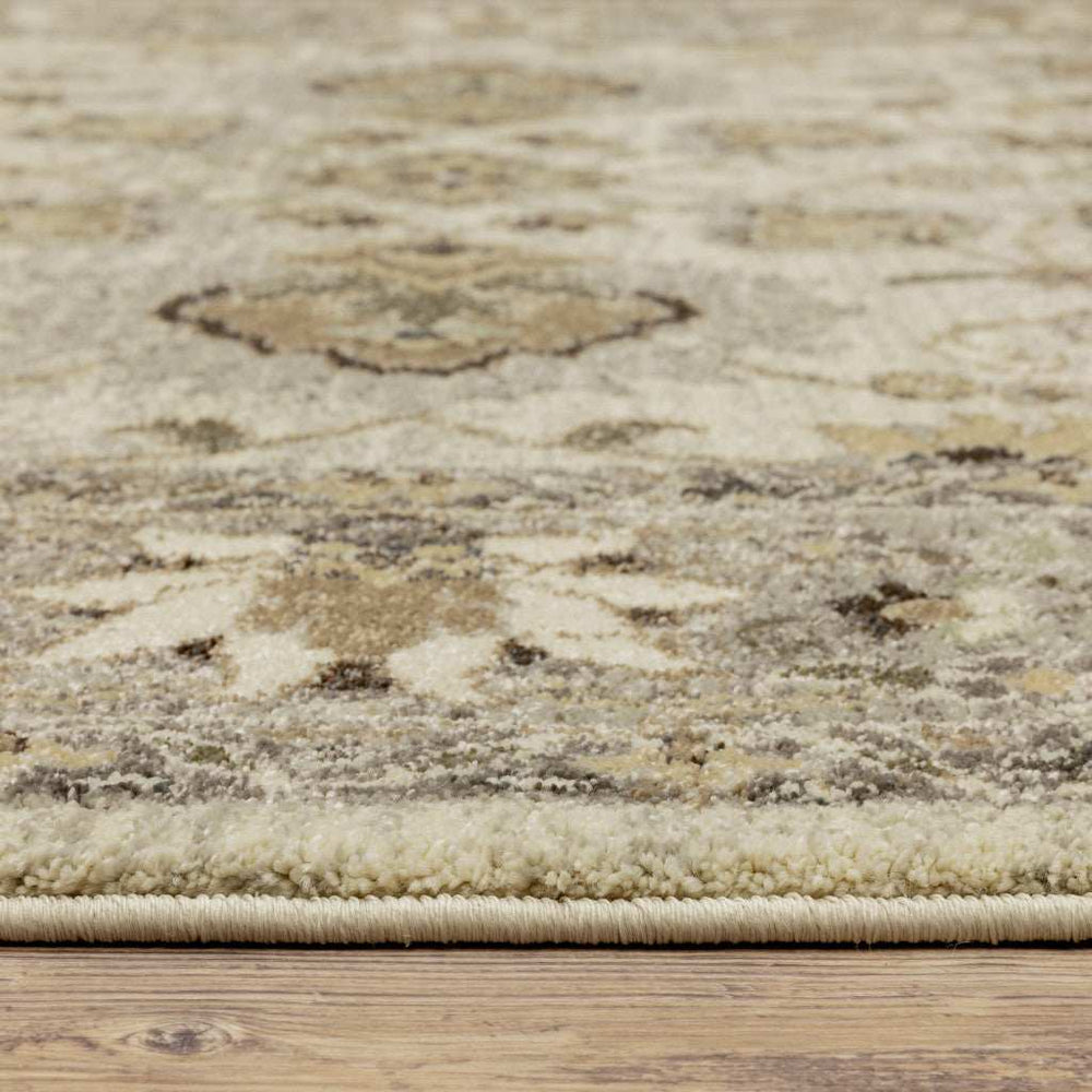 2' X 8' Beige Grey Brown And Charcoal Oriental Power Loom Stain Resistant Runner Rug - Homeroots - Flyclothing LLC