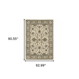 5' X 8' Beige Grey Brown And Charcoal Oriental Power Loom Stain Resistant Area Rug - Homeroots - Flyclothing LLC