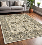 5' X 8' Beige Grey Brown And Charcoal Oriental Power Loom Stain Resistant Area Rug - Homeroots - Flyclothing LLC
