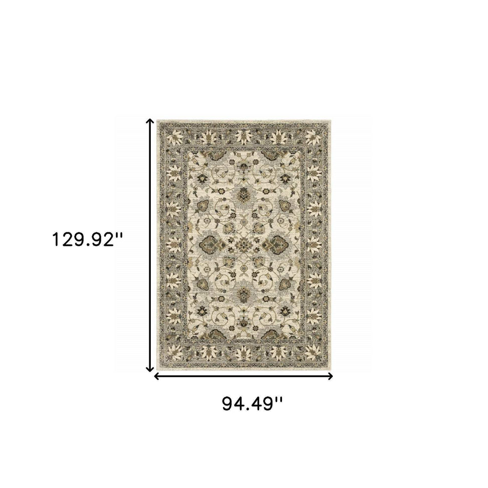 8' X 11' Beige Grey Brown And Charcoal Oriental Power Loom Stain Resistant Area Rug - Homeroots - Flyclothing LLC