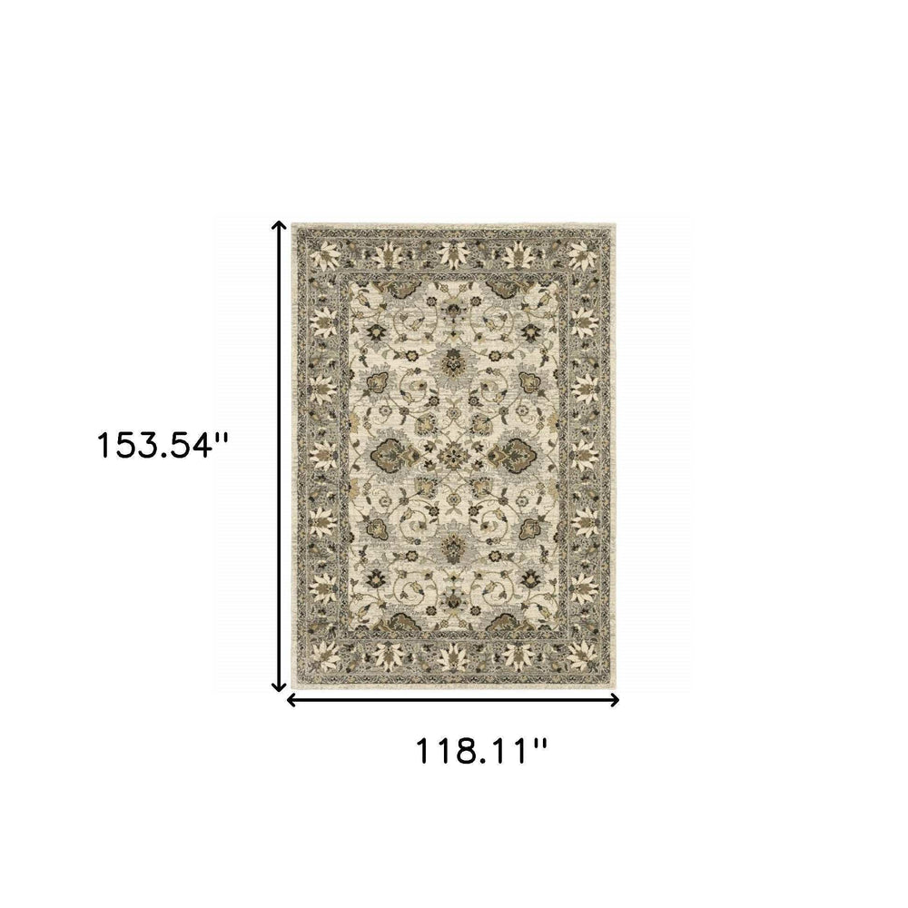 10' X 13' Beige Grey Brown And Charcoal Oriental Power Loom Stain Resistant Area Rug - Homeroots - Flyclothing LLC
