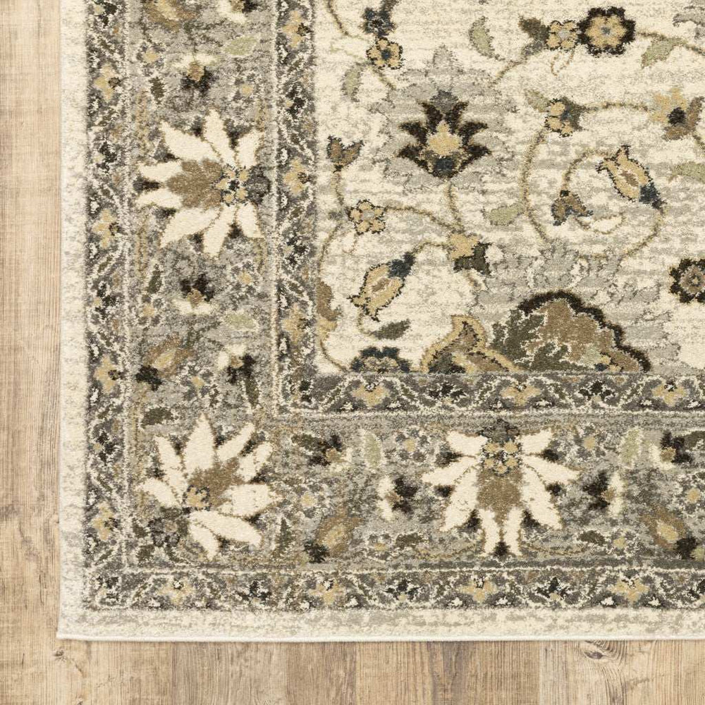 10' X 13' Beige Grey Brown And Charcoal Oriental Power Loom Stain Resistant Area Rug - Homeroots - Flyclothing LLC