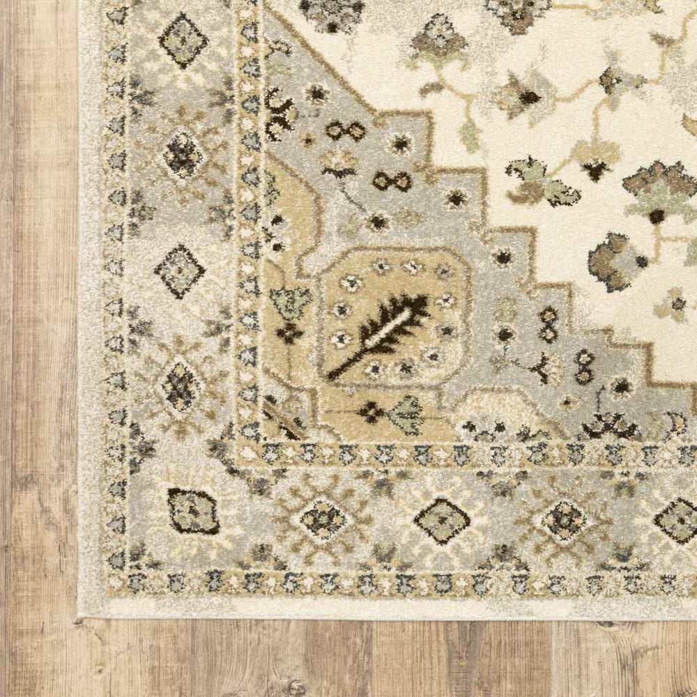 2' X 8' Beige Grey Tan And Brown Oriental Power Loom Stain Resistant Runner Rug - Homeroots - Flyclothing LLC