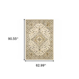 5' X 8' Beige Grey Tan And Brown Oriental Power Loom Stain Resistant Area Rug - Homeroots - Flyclothing LLC