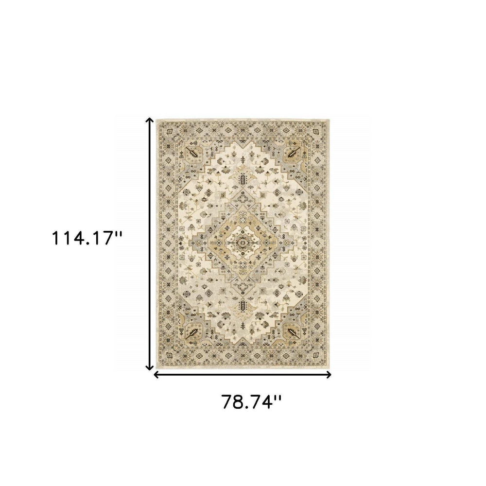6' X 9' Beige Grey Tan And Brown Oriental Power Loom Stain Resistant Area Rug - Homeroots - Flyclothing LLC
