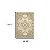 8' X 11' Beige Grey Tan And Brown Oriental Power Loom Stain Resistant Area Rug - Homeroots - Flyclothing LLC