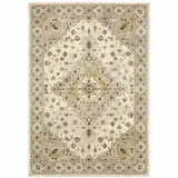 8' X 11' Beige Grey Tan And Brown Oriental Power Loom Stain Resistant Area Rug - Homeroots - Flyclothing LLC
