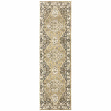 2' X 8' Beige Grey Tan And Charcoal Oriental Power Loom Stain Resistant Runner Rug - Homeroots - Flyclothing LLC