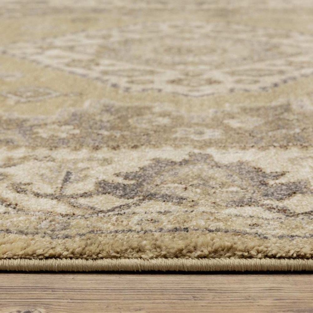 2' X 8' Beige Grey Tan And Charcoal Oriental Power Loom Stain Resistant Runner Rug - Homeroots - Flyclothing LLC
