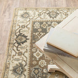 2' X 8' Beige Grey Tan And Charcoal Oriental Power Loom Stain Resistant Runner Rug - Homeroots - Flyclothing LLC