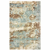 10' X 14' Blue And Brown Abstract Hand Loomed Stain Resistant Area Rug - Homeroots - Flyclothing LLC