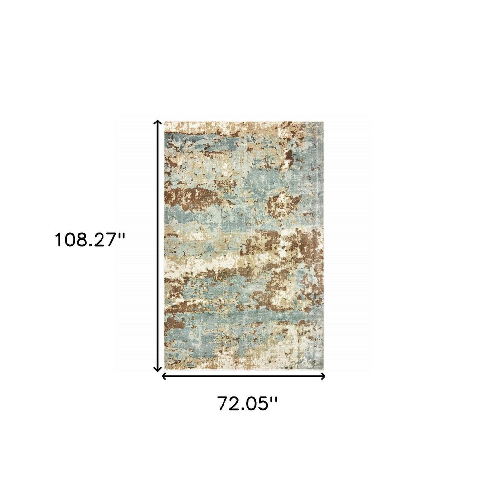 6' X 9' Blue And Brown Abstract Hand Loomed Stain Resistant Area Rug - Homeroots - Flyclothing LLC