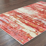10' X 14' Pink And Red Abstract Hand Loomed Stain Resistant Area Rug - Homeroots - Flyclothing LLC