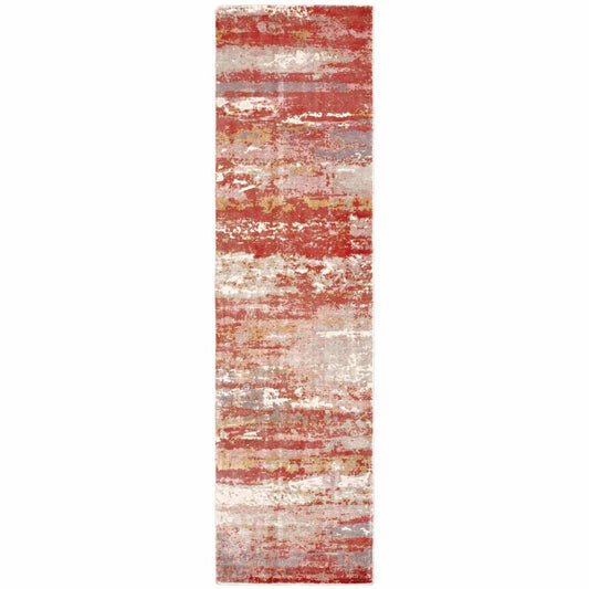 2' X 10' Pink And Red Abstract Hand Loomed Stain Resistant Runner Rug - Homeroots - Flyclothing LLC