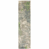2' X 10' Blue And Green Abstract Hand Loomed Stain Resistant Runner Rug - Homeroots - Flyclothing LLC