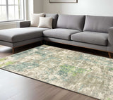 6' X 9' Blue And Green Abstract Hand Loomed Stain Resistant Area Rug - Homeroots - Flyclothing LLC
