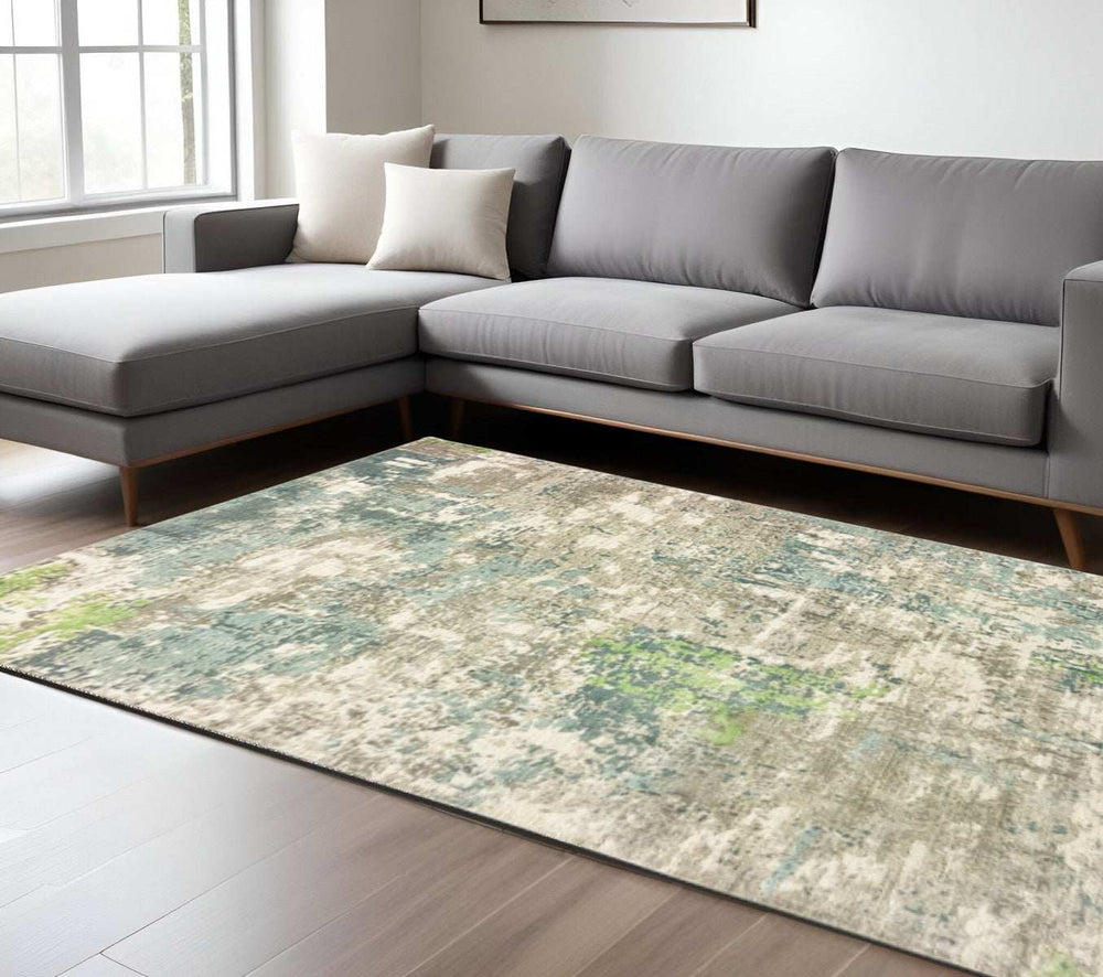 9' X 12' Blue And Green Abstract Hand Loomed Stain Resistant Area Rug - Homeroots - Flyclothing LLC