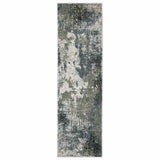 2' X 8' Ivory Grey Charcoal Blue And Navy Abstract Power Loom Stain Resistant Runner Rug - Homeroots - Flyclothing LLC