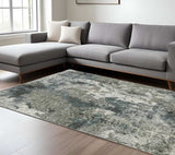 8' X 11' Ivory Grey Charcoal Blue And Navy Abstract Power Loom Stain Resistant Area Rug - Homeroots - Flyclothing LLC
