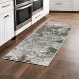 2' X 8' Ivory Grey Blue And Taupe Abstract Power Loom Stain Resistant Runner Rug - Homeroots - Flyclothing LLC