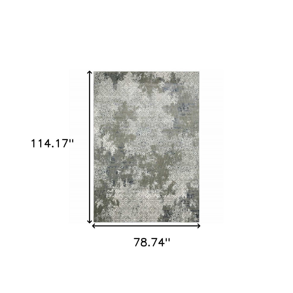 6' X 9' Ivory Grey Blue And Taupe Abstract Power Loom Stain Resistant Area Rug - Homeroots - Flyclothing LLC