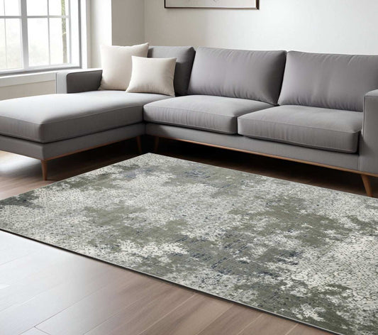 6' X 9' Ivory Grey Blue And Taupe Abstract Power Loom Stain Resistant Area Rug - Homeroots - Flyclothing LLC