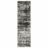 2' X 8' Ivory Charcoal Grey Blue Rust And Brown Abstract Power Loom Stain Resistant Runner Rug - Homeroots - Flyclothing LLC