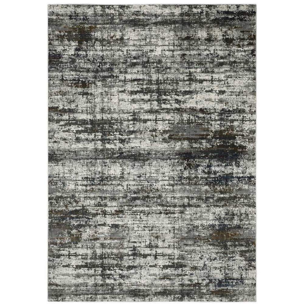 4' X 6' Ivory Charcoal Grey Blue Rust And Brown Abstract Power Loom Stain Resistant Area Rug - Homeroots - Flyclothing LLC