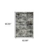 5' X 8' Ivory Charcoal Grey Blue Rust And Brown Abstract Power Loom Stain Resistant Area Rug - Homeroots - Flyclothing LLC