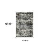 8' X 11' Ivory Charcoal Grey Blue Rust And Brown Abstract Power Loom Stain Resistant Area Rug - Homeroots - Flyclothing LLC