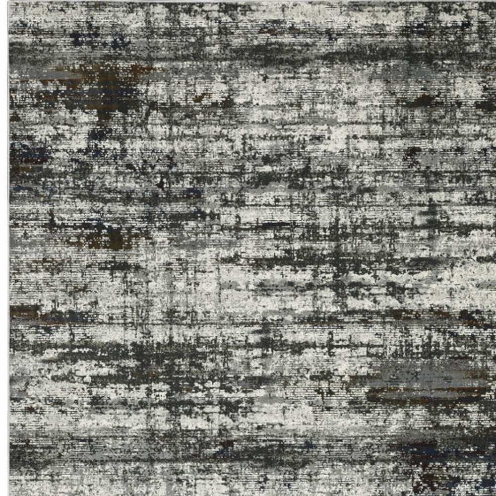 8' X 11' Ivory Charcoal Grey Blue Rust And Brown Abstract Power Loom Stain Resistant Area Rug - Homeroots - Flyclothing LLC