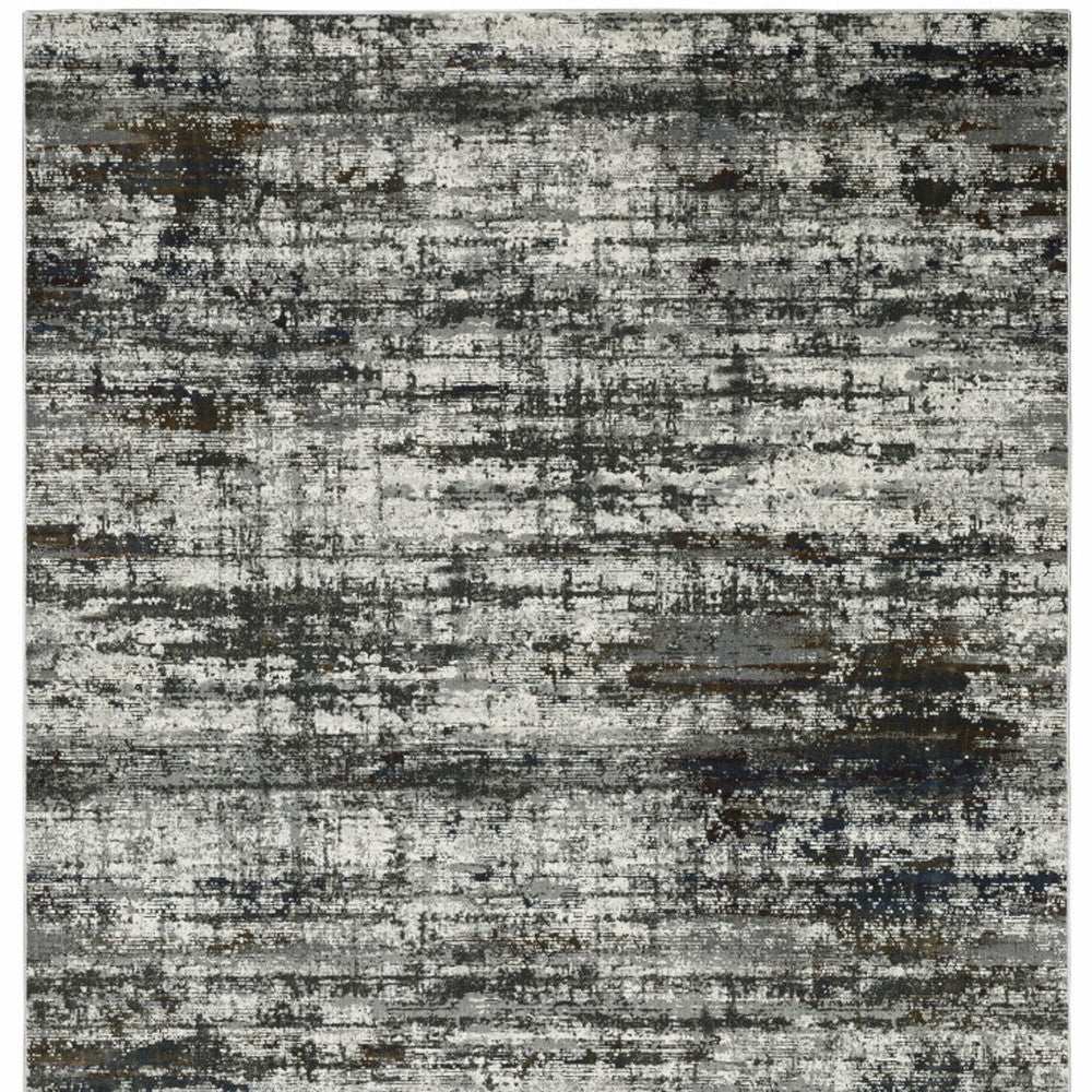 10' X 13' Ivory Charcoal Grey Blue Rust And Brown Abstract Power Loom Stain Resistant Area Rug - Homeroots - Flyclothing LLC