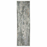 2' X 8' Ivory Grey Charcoal Blue And Rust Oriental Power Loom Stain Resistant Runner Rug - Homeroots - Flyclothing LLC