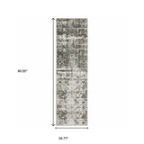 2' X 8' Ivory Grey Charcoal Rust Gold And Brown Oriental Power Loom Stain Resistant Runner Rug - Homeroots - Flyclothing LLC