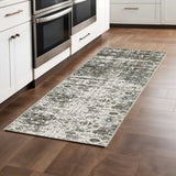 2' X 8' Ivory Grey Charcoal Rust Gold And Brown Oriental Power Loom Stain Resistant Runner Rug - Homeroots - Flyclothing LLC