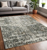 5' X 8' Ivory Grey Charcoal Rust Gold And Brown Oriental Power Loom Stain Resistant Area Rug - Homeroots - Flyclothing LLC