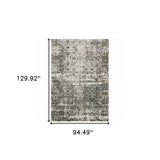 8' X 11' Ivory Grey Charcoal Rust Gold And Brown Oriental Power Loom Stain Resistant Area Rug - Homeroots - Flyclothing LLC
