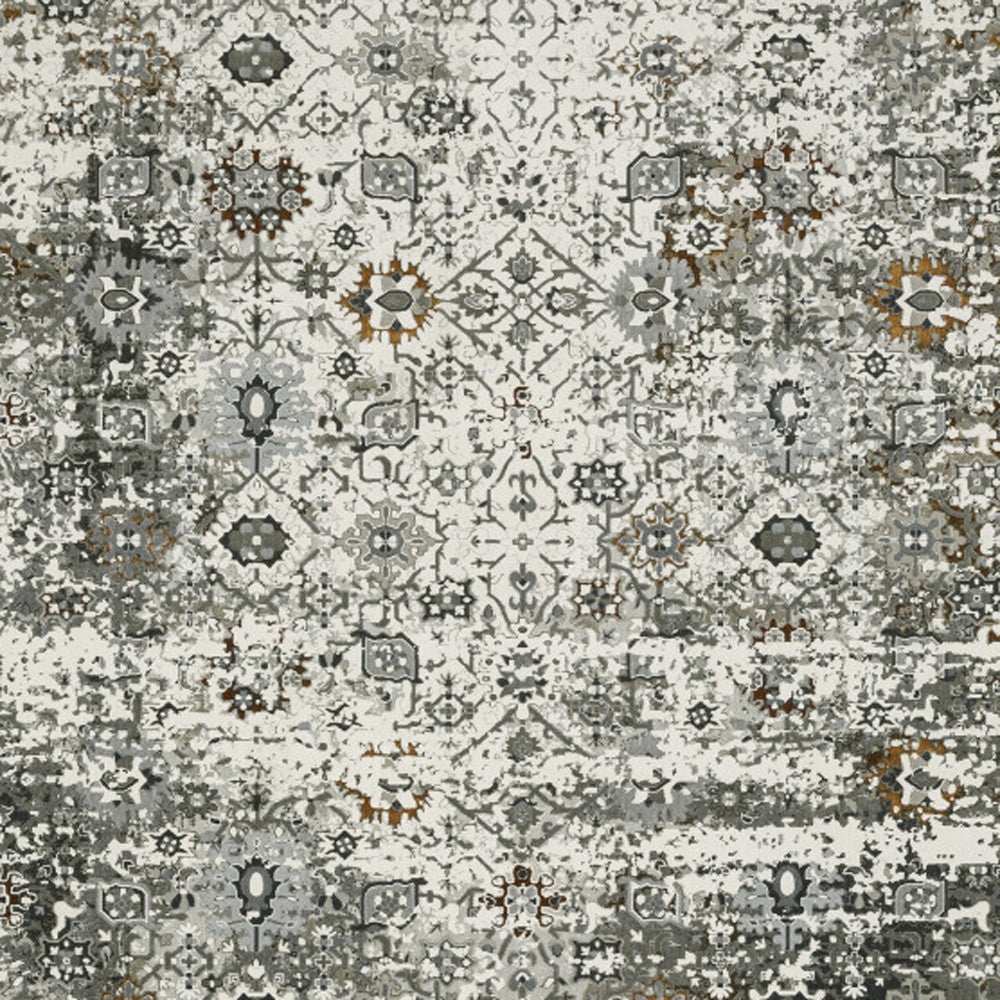 8' X 11' Ivory Grey Charcoal Rust Gold And Brown Oriental Power Loom Stain Resistant Area Rug - Homeroots - Flyclothing LLC