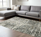 8' X 11' Ivory Grey Charcoal Rust Gold And Brown Oriental Power Loom Stain Resistant Area Rug - Homeroots - Flyclothing LLC