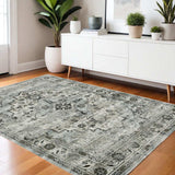 4' X 6' Ivory Grey Charcoal Blue And Taupe Oriental Power Loom Stain Resistant Area Rug - Homeroots - Flyclothing LLC